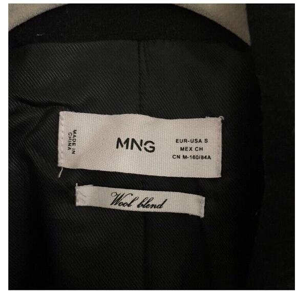 Mango Pea Coat Women’s Small Black Wool Blend Dali Winter Coat Pockets - Picture 3 of 8